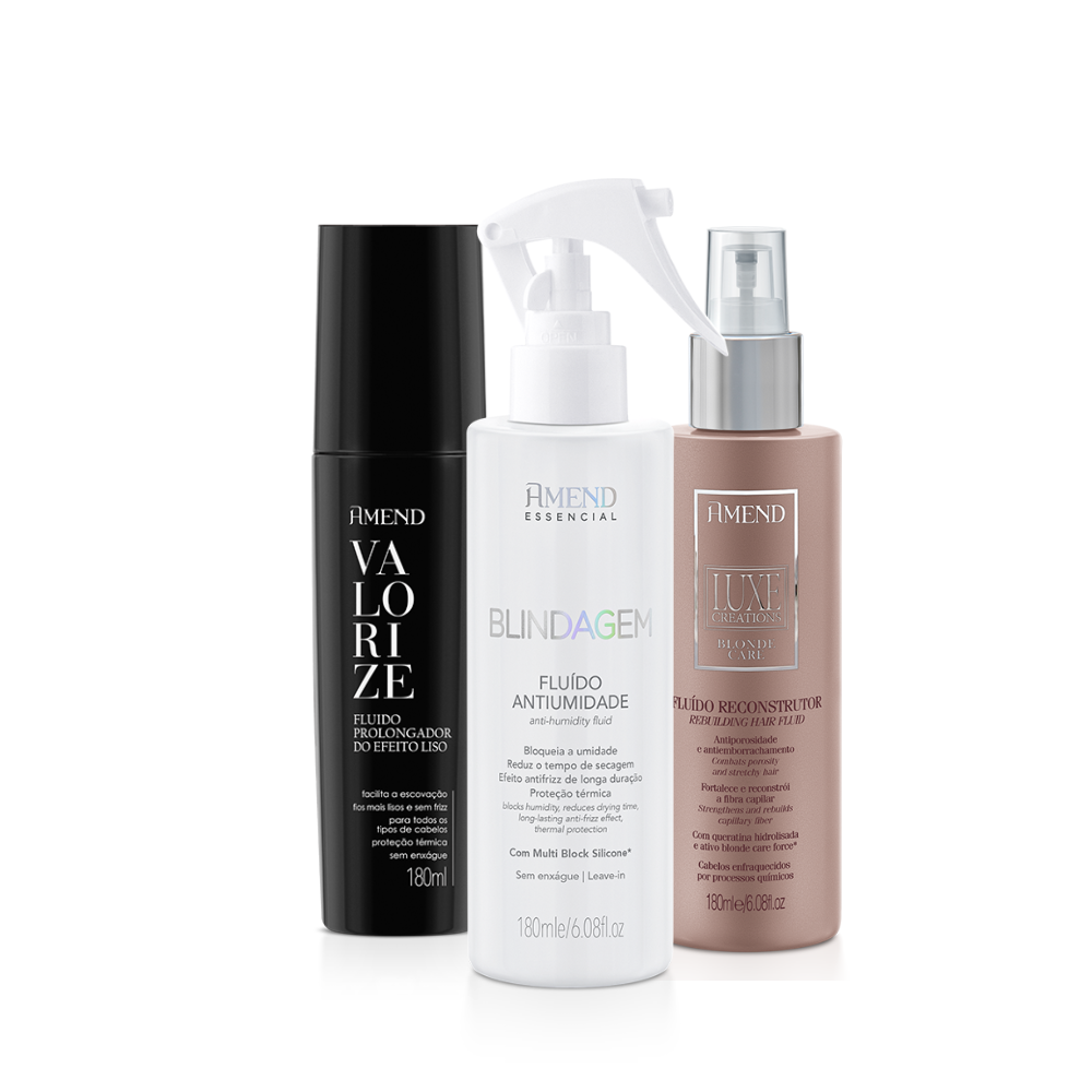 Kit Flu&iacute;do Prolongador do Efeito Valorize + Flu&iacute;do Blindagem Essencial + Flu&iacute;do Blonde Care